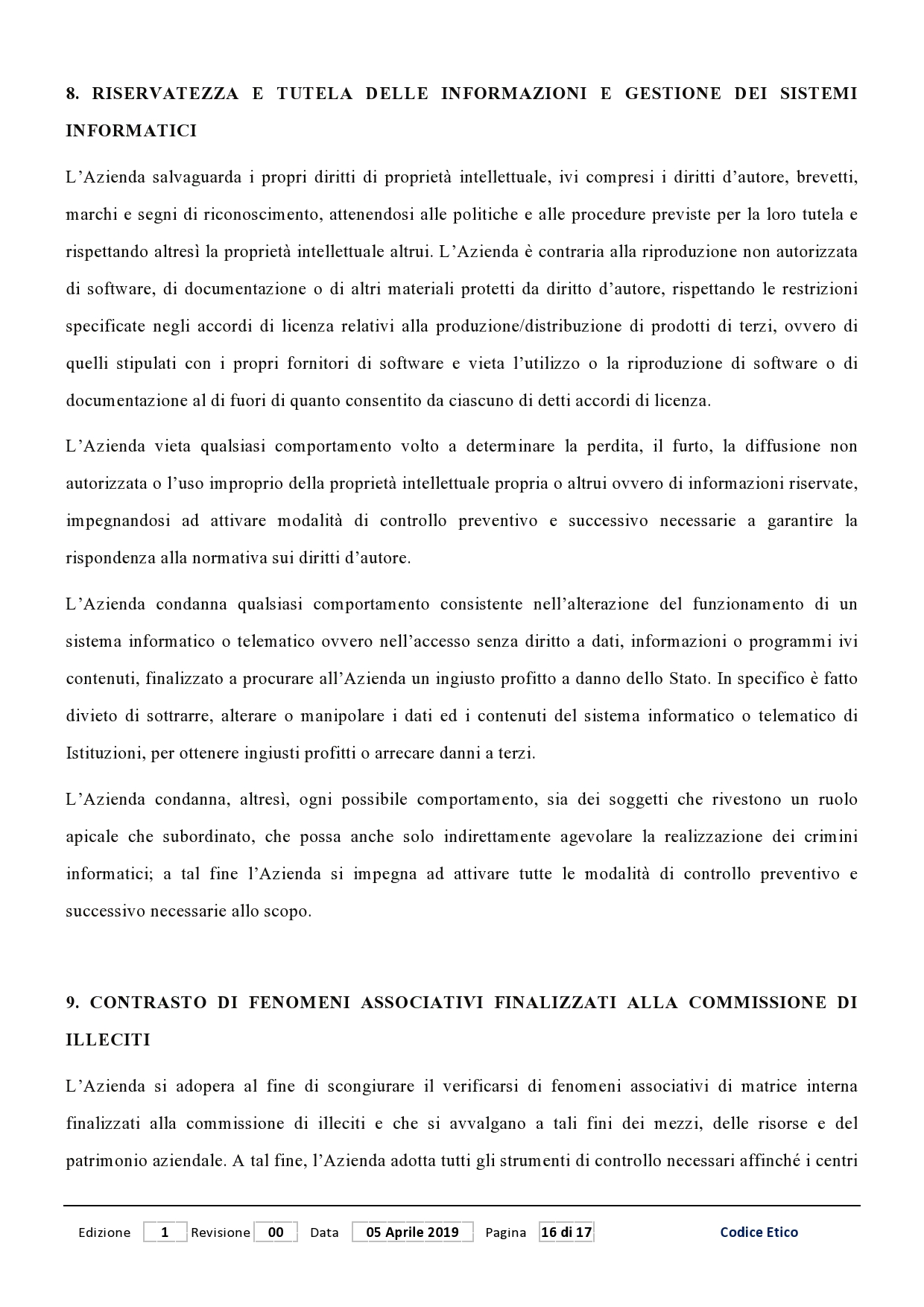 Codice Etico Studio di Radiologia e Poliambulatorio Finazzo Pagina 16