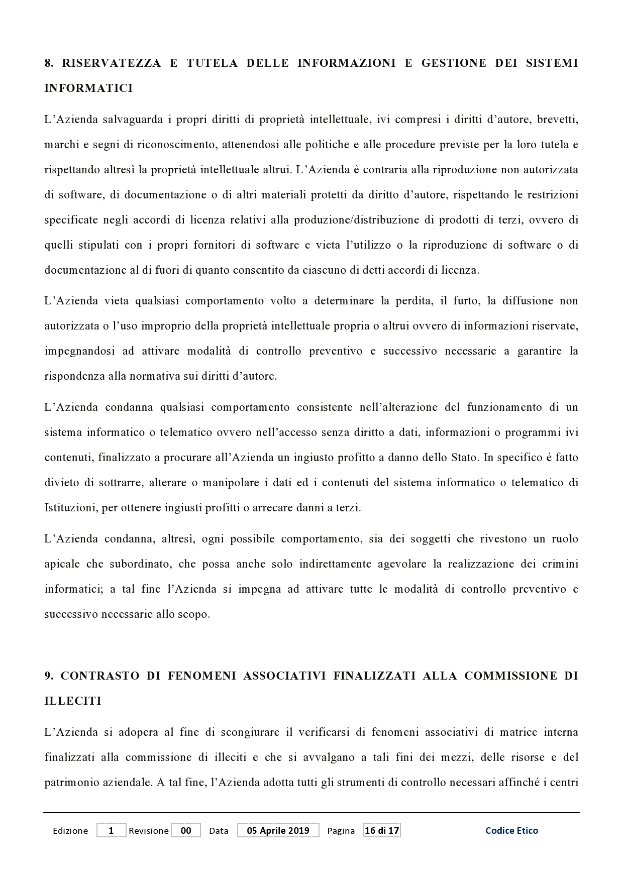Codice Etico Studio di Radiologia e Poliambulatorio Finazzo Pagina 16
